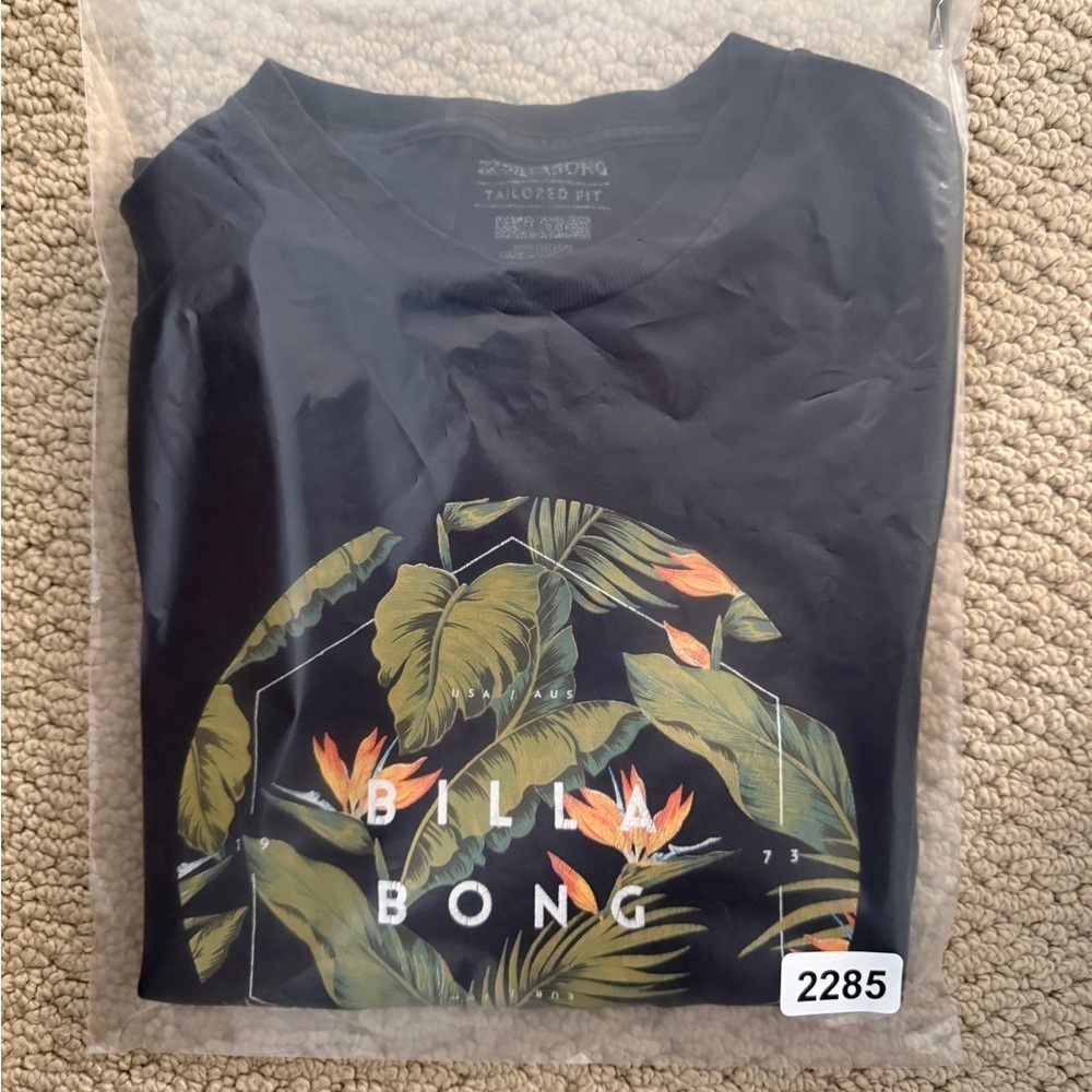 BILLABONG Tropical Hawaiian Birds of Paradise Tee Shirt Men P Petite - Picture 5 of 5